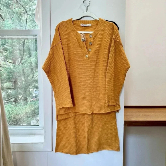 New Free People Hailee Sweater Set Matching Two Piece Pants in Orange - Picture 3 of 14